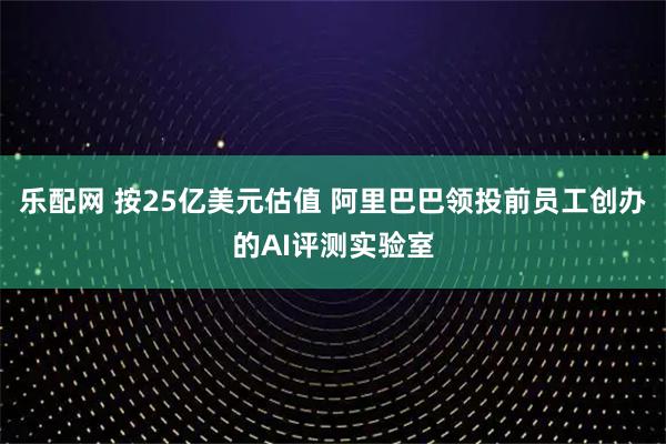 乐配网 按25亿美元估值 阿里巴巴领投前员工创办的AI评测实验室