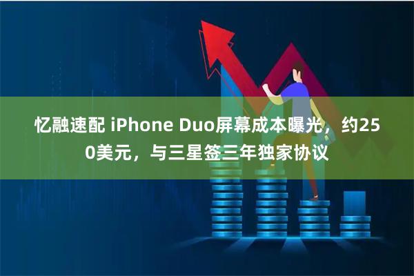 忆融速配 iPhone Duo屏幕成本曝光,约250美元,与三星签三年独家协议